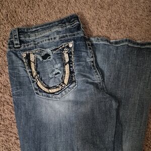 Miss Me Blue Boot Cut Jeans with Embellished Pocket